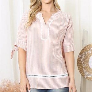 Peach Pom Pom Stripe Top
